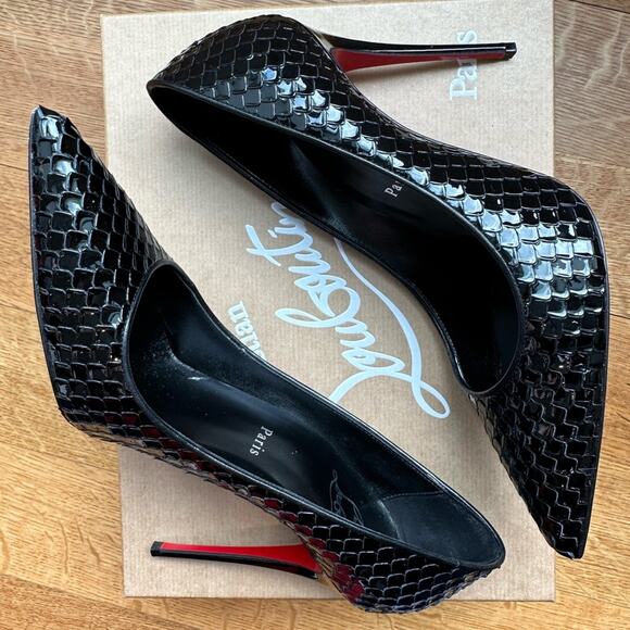 Christian Louboutin Kate 100 Pumps Scale-Embossed Black LV size 38 - Picture 4 of 13